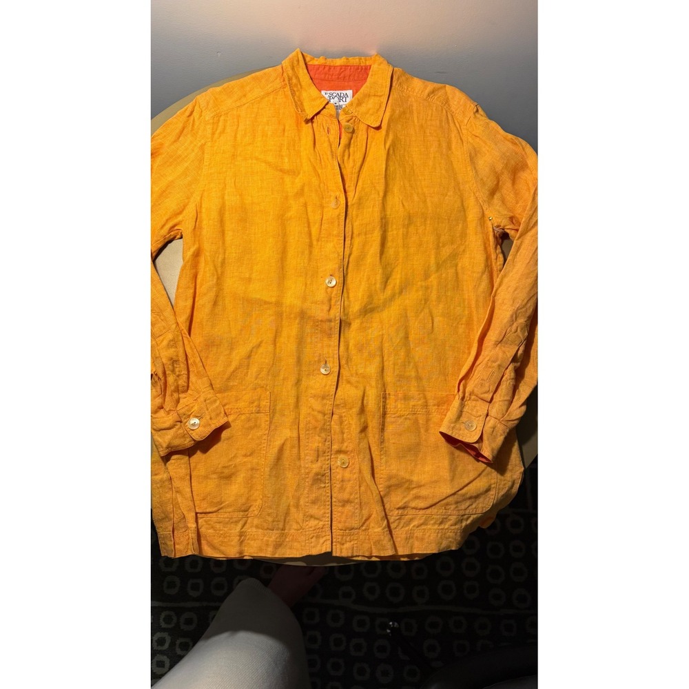 Vintage Escada Sport 100% Linen Marigold Orange Shacket Jacket Medium